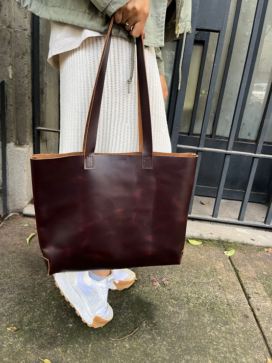 Bolso de piel albatros caoba