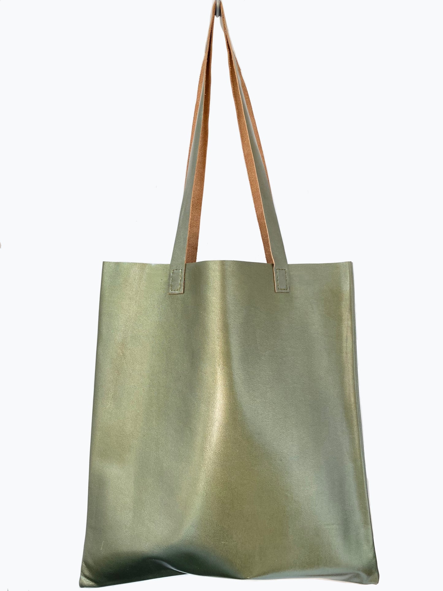 Bolsa de piel verde metal